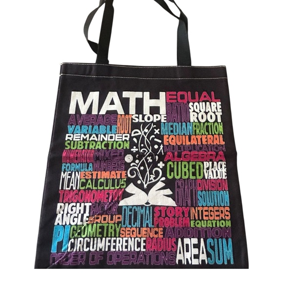 Math Tote Bag Colorful Algebra Geometry Calculus School Teacher Student - Picture 1 of 4